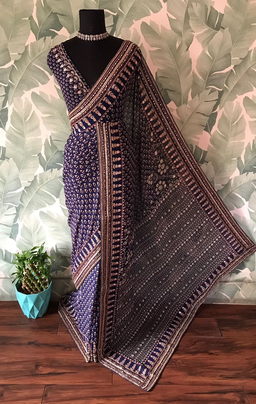 Premium gorgette saree handmade sari blouse