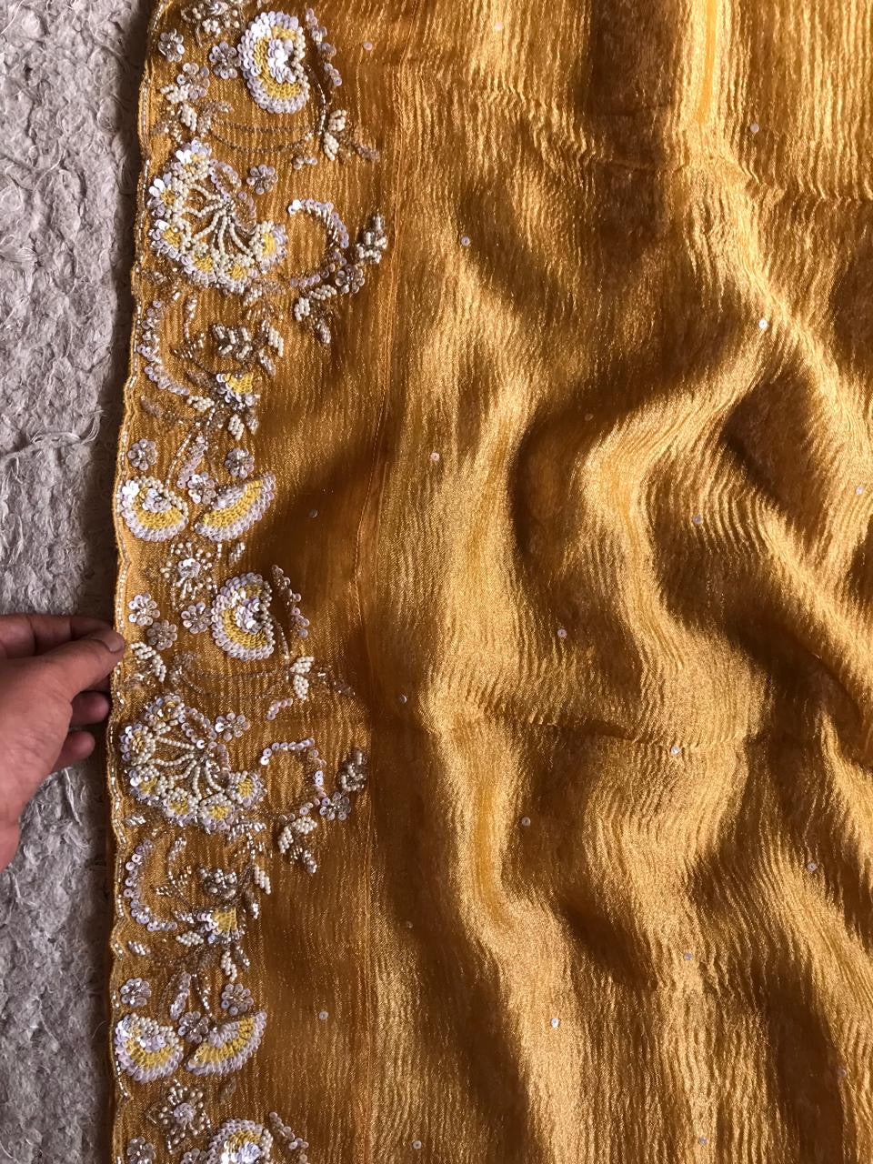 Premium gold saree tissue saree organza sari