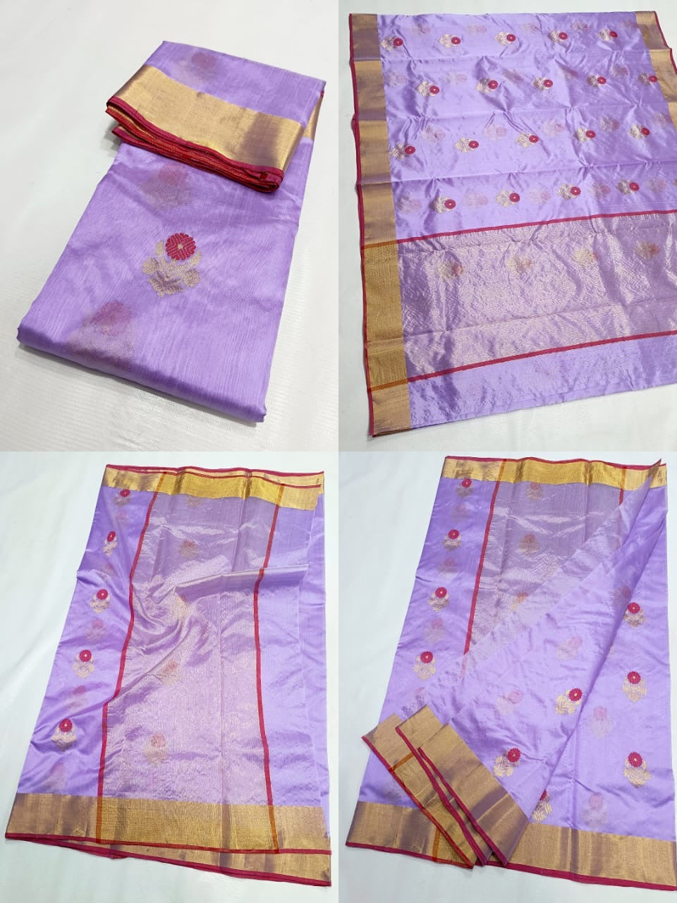 Handmade Chanderi saree Pattu silk Meenakari sarees blouse