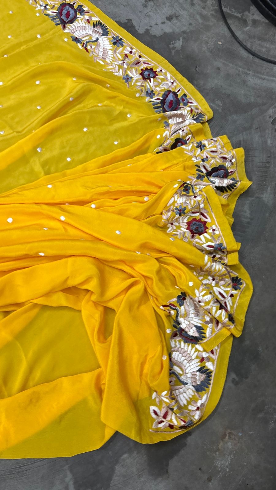 Yellow Parsi saree authentic Parsi Gara saree