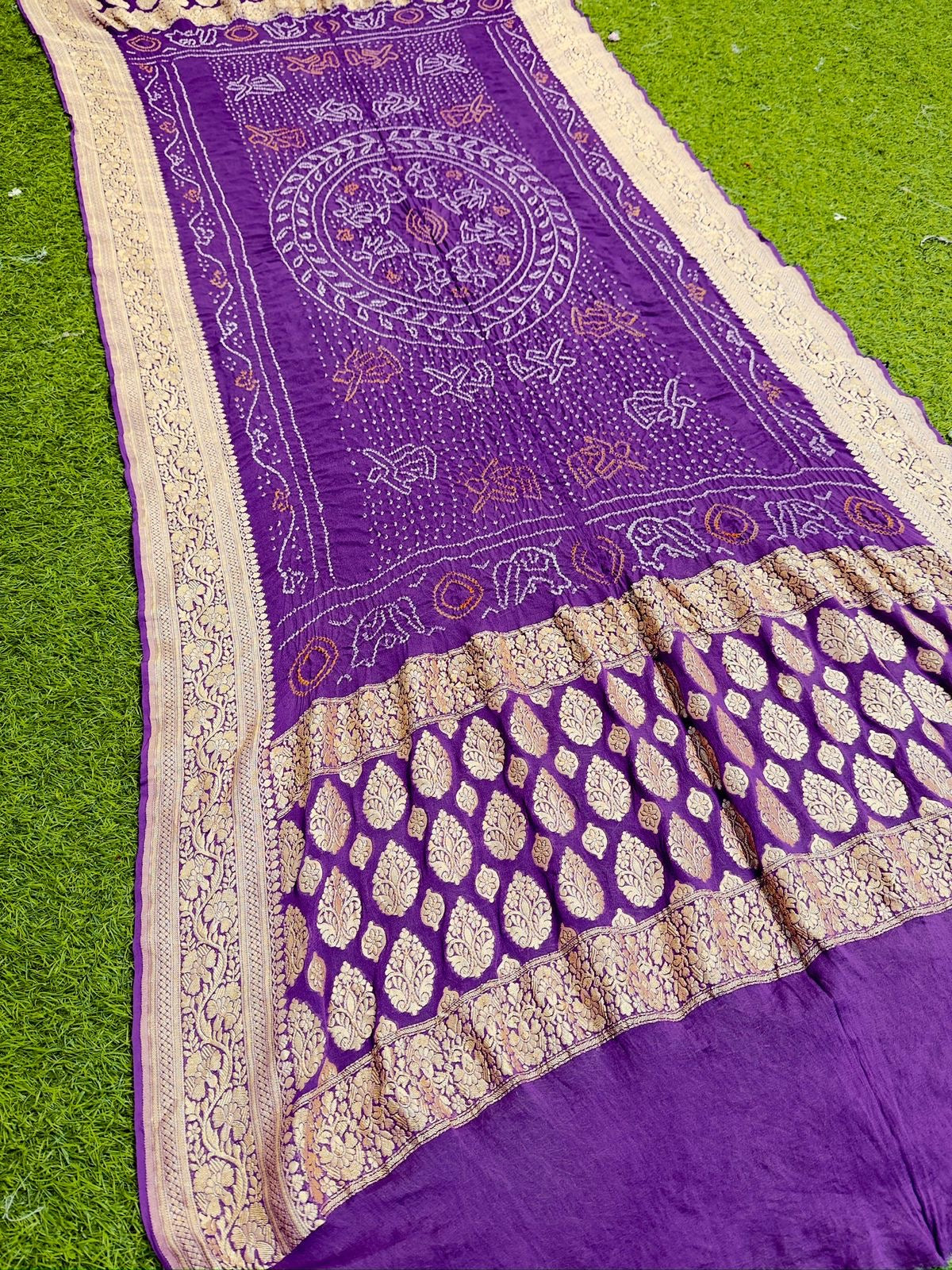 Purple dupatta bandhej dupatta gorgette neemzari dupatta