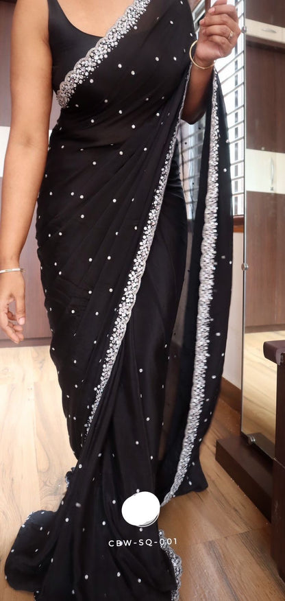 Black premium saree Partywear sarees Indian saree blouse
