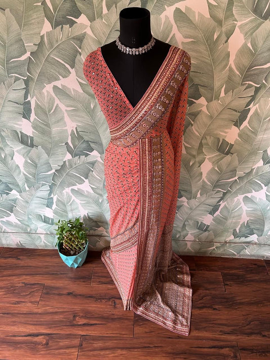 Premium gorgette saree handmade sari blouse