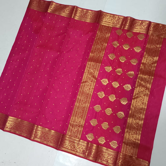 Pink Chanderi saree Indian sari blouse women sarees