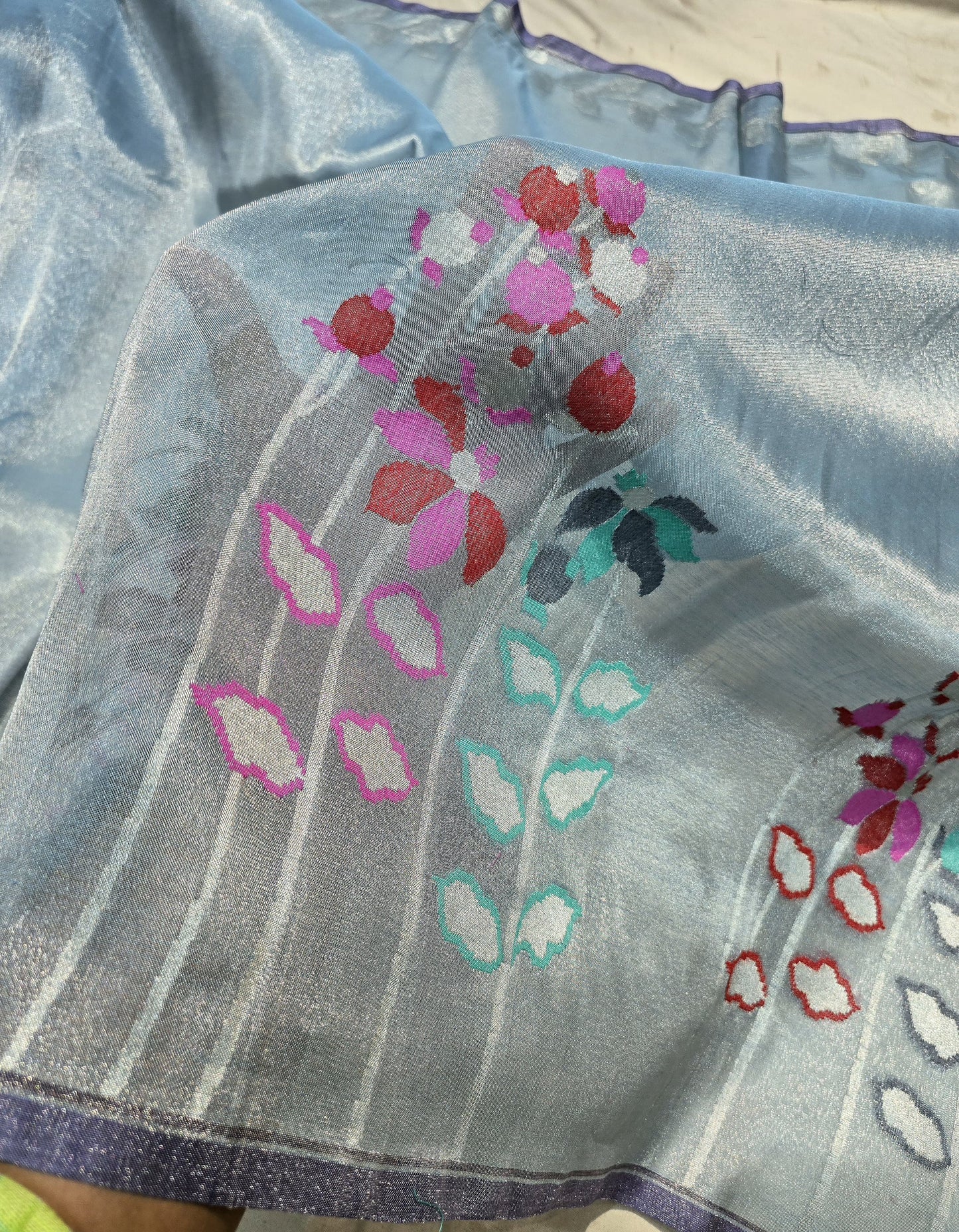 Blue iktara saree tissue saree Indian Partywear sari blouse