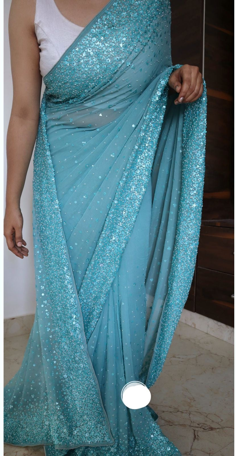 Swarovski inspired Gorgette saree partywear sarees Indian