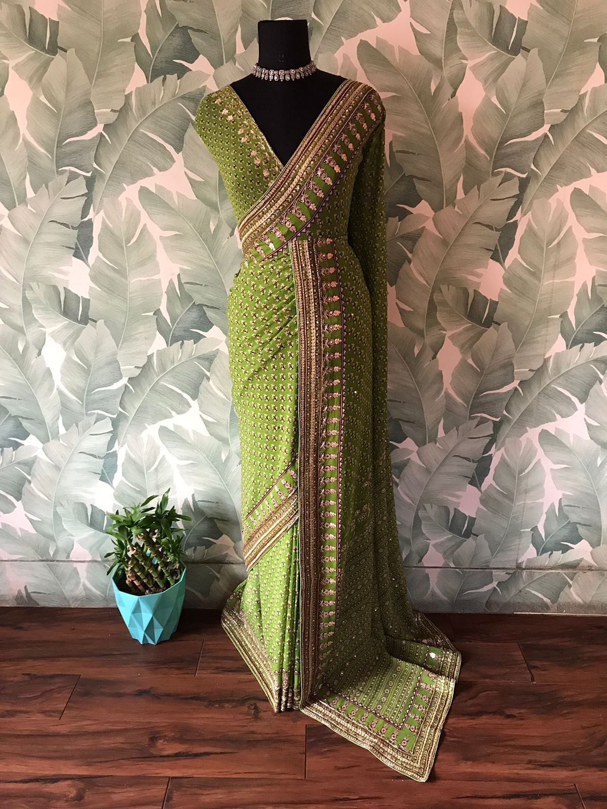 Premium gorgette saree handmade sari blouse