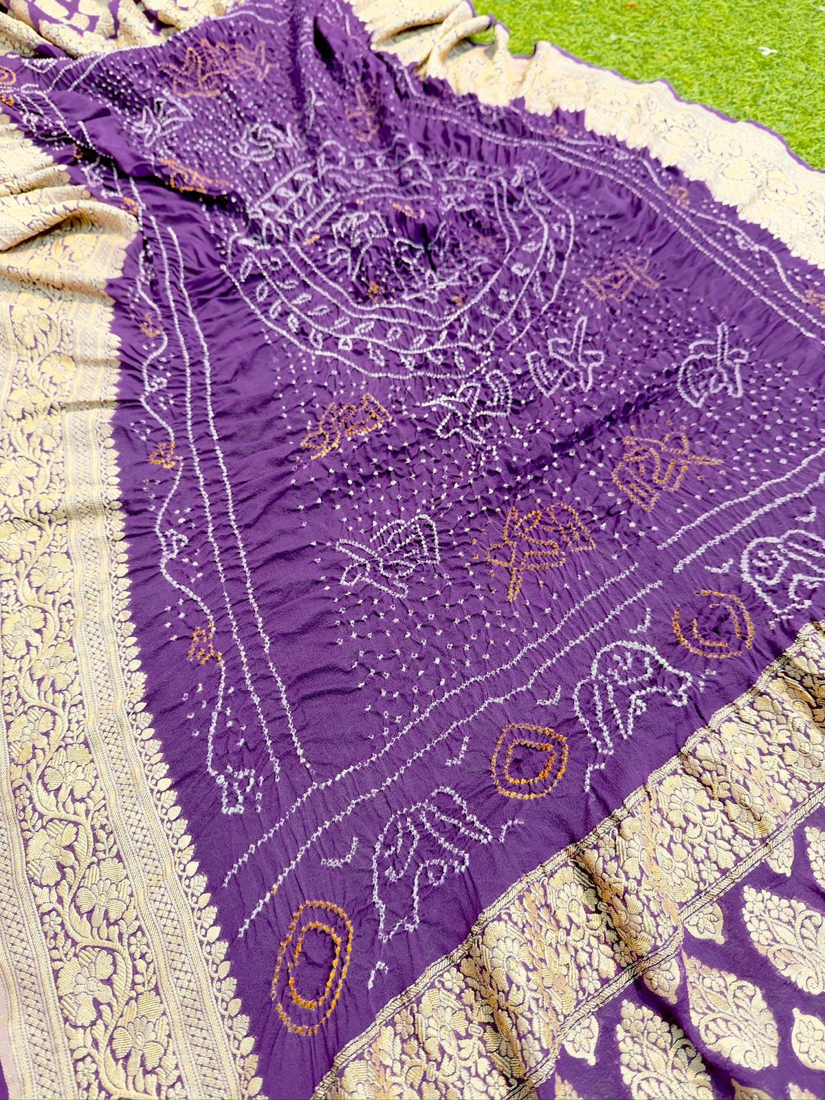 Purple dupatta bandhej dupatta gorgette neemzari dupatta