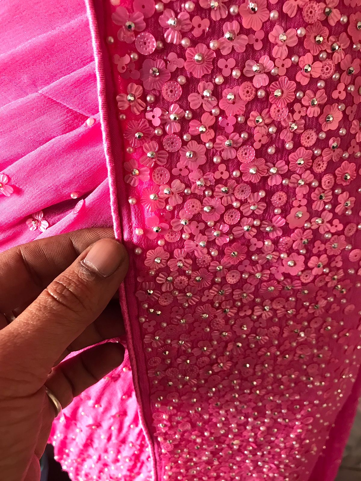 Premium pearl sequins saree handmade sari blouse