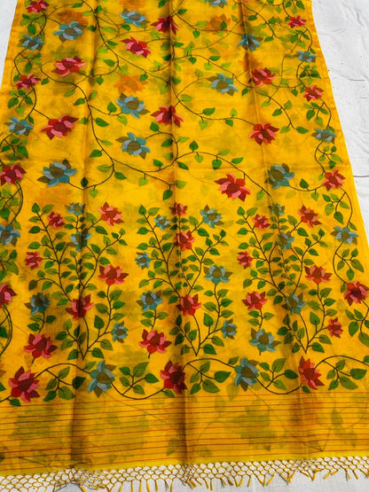 Yellow women saree tantuj Muslim sari