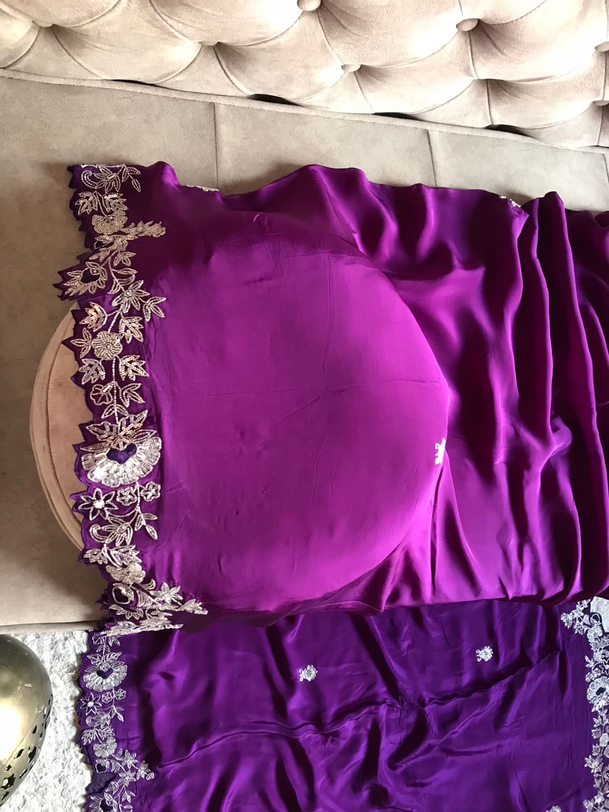 Luxury premium purple crepe silk sarees