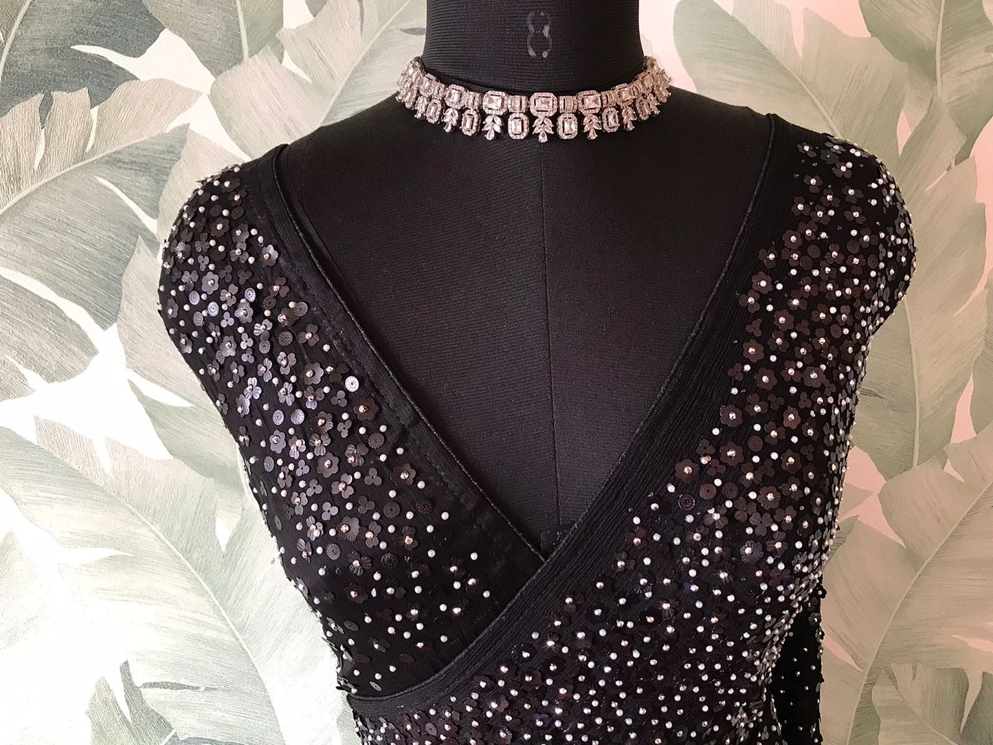 Premium pearl sequins saree handmade sari blouse