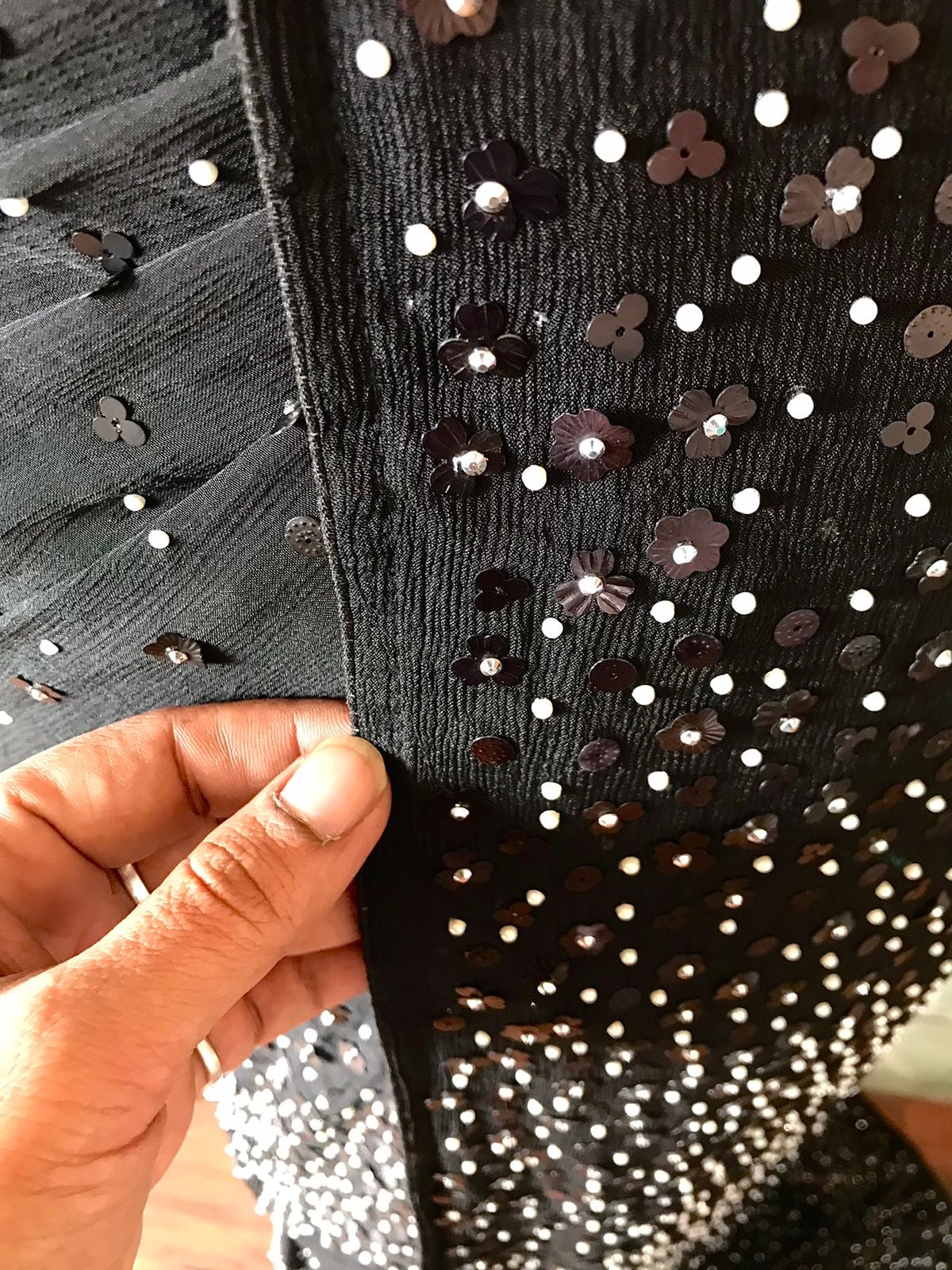 Premium pearl sequins saree handmade sari blouse