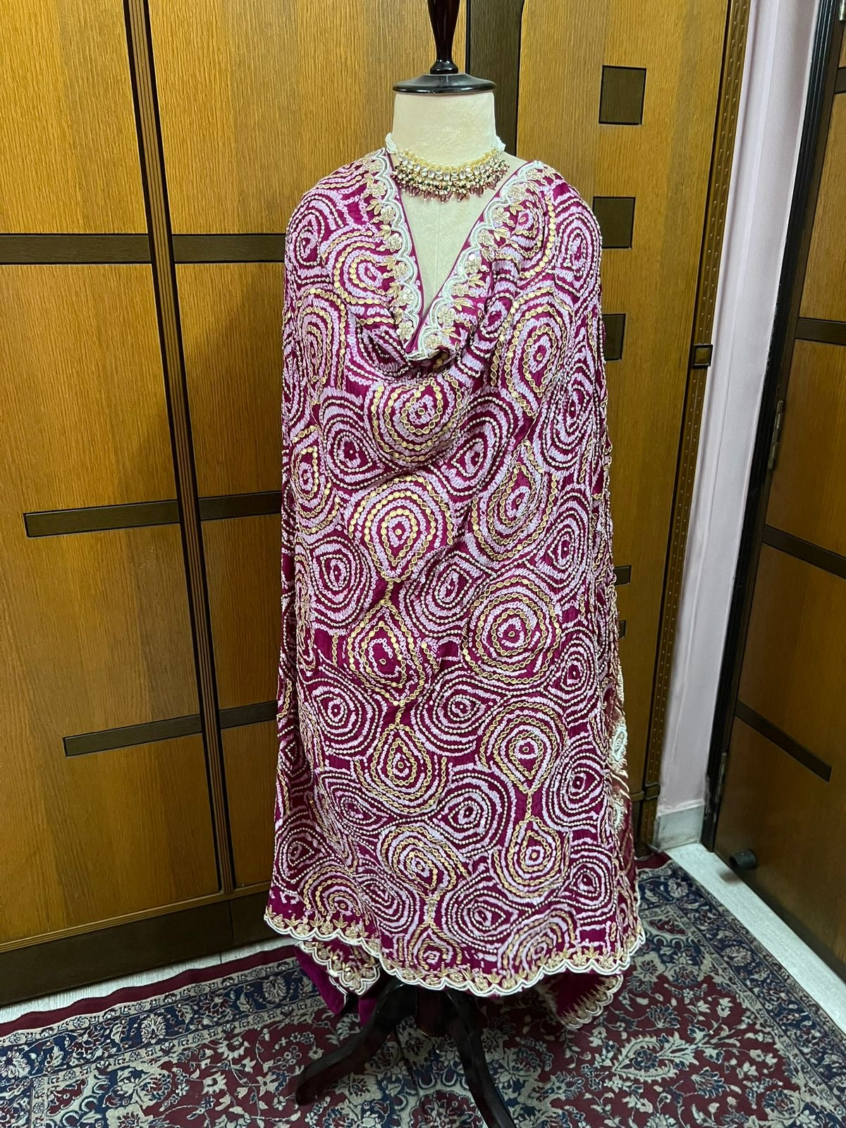 Pink Gajji silk dupatta bandhej dupatta