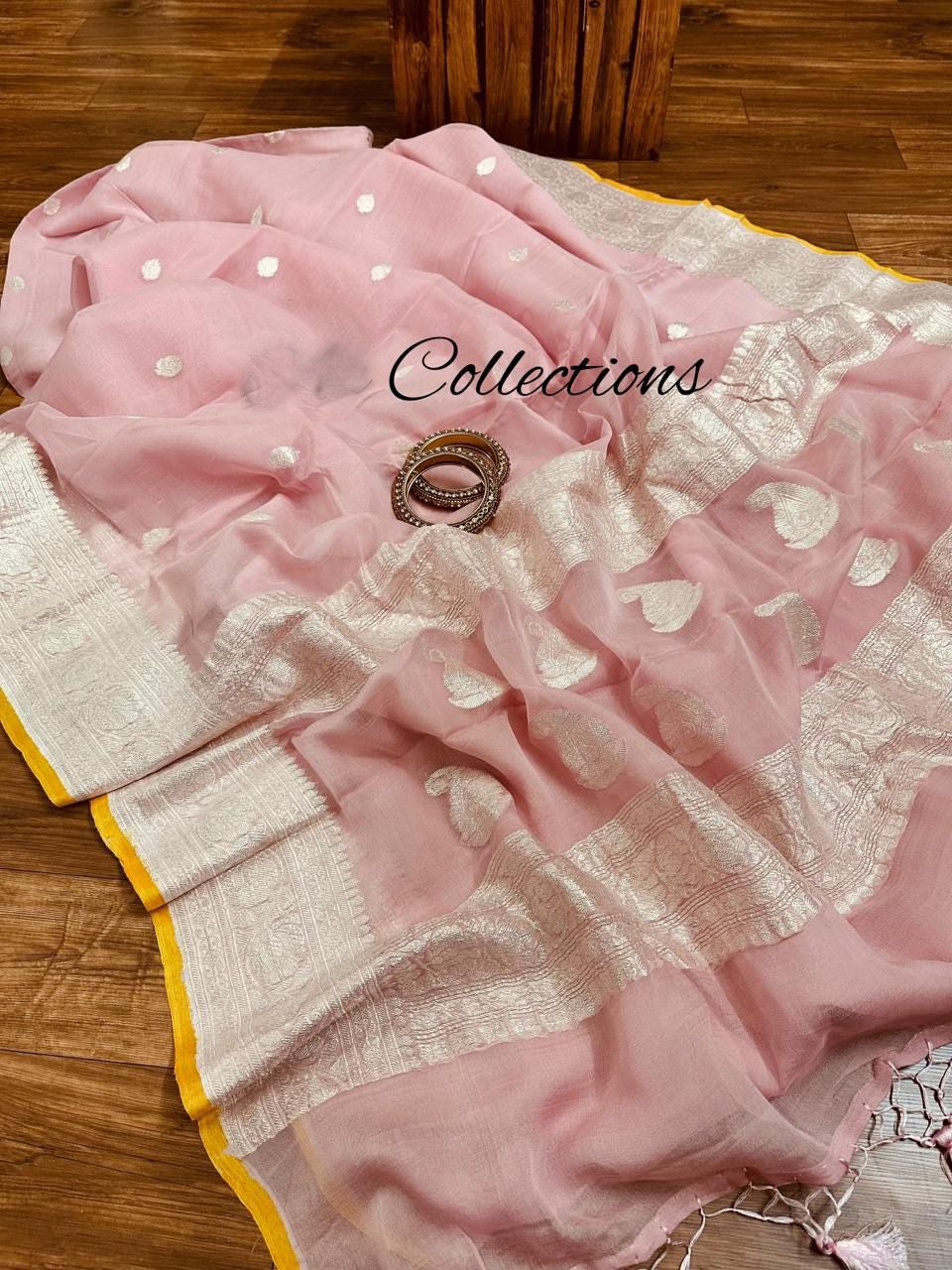 Pink Khaddi Chiffon Saree Banarasi Sarees