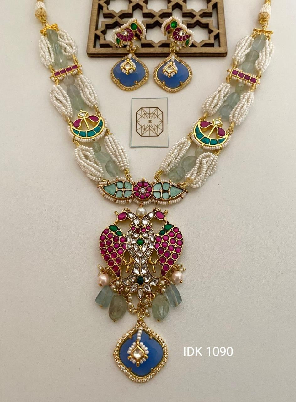 Iris necklace set Indian set Pearl set Kundan necklace set