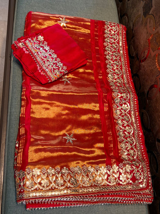 Red bridal saree Gajji silk saree Indian saree