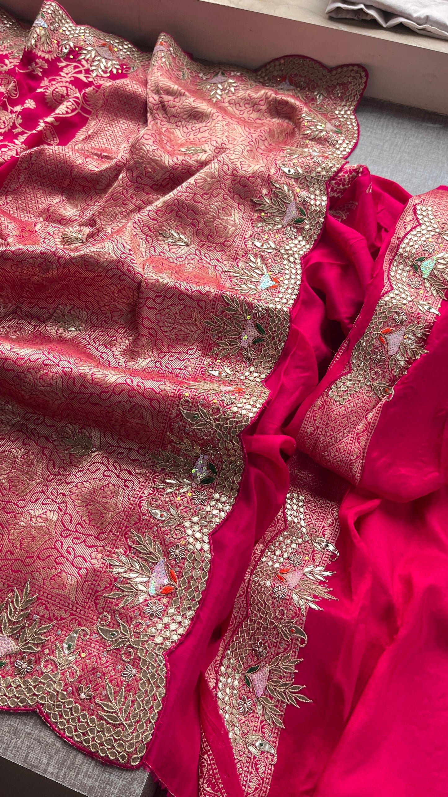 Banarasi Munga silk saree gottapatti sarees