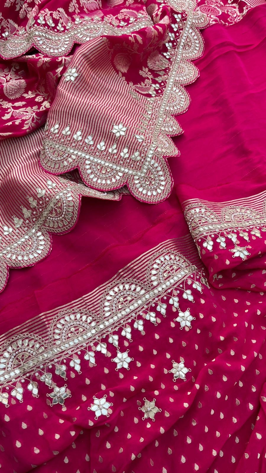 Sultana khaddi Gorgette saree gottapatti sari