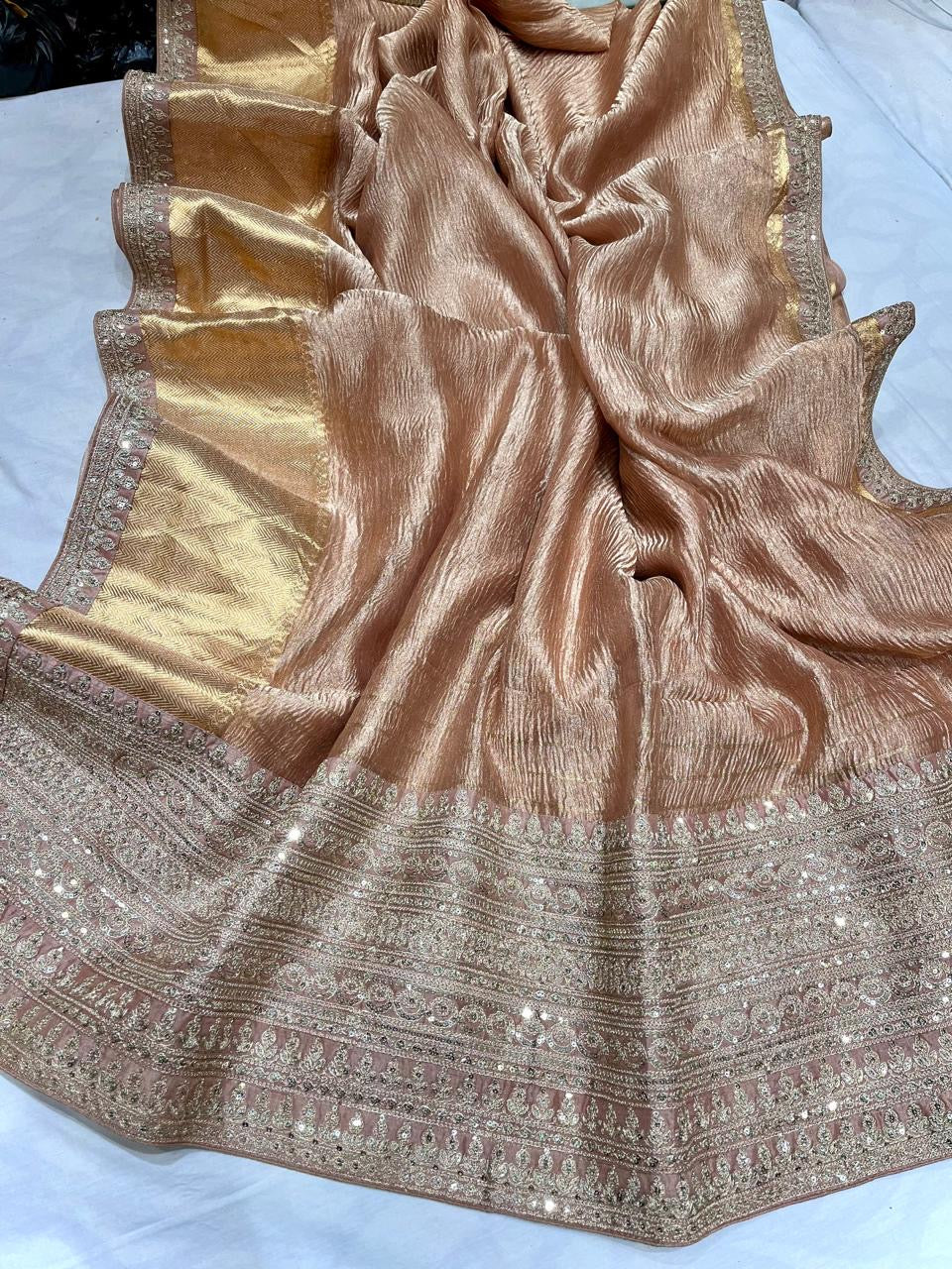 Crush Tissue Saree Kanjeevaram Sarees Indian Global Sari