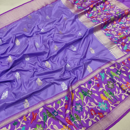 Purple Katan silk saree handwoven sarees blouse