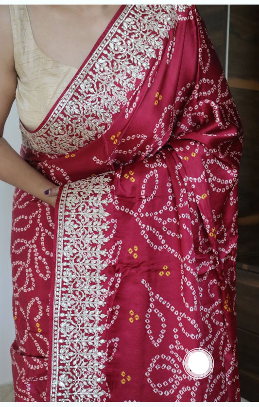 Pink Gajji silk saree gottapatti silk sarees
