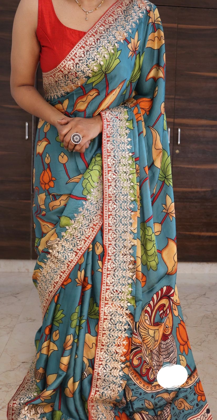 Gajji silk saree gottapatti saree kalamakri saree