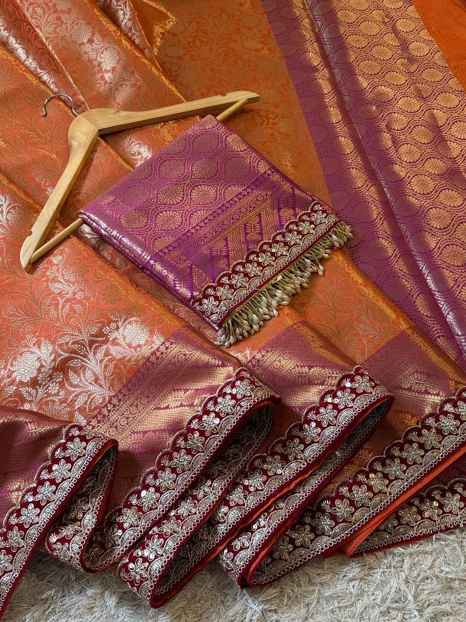 Handmade Banarsi tissue saree Indian wedding saree bridal sari blouse