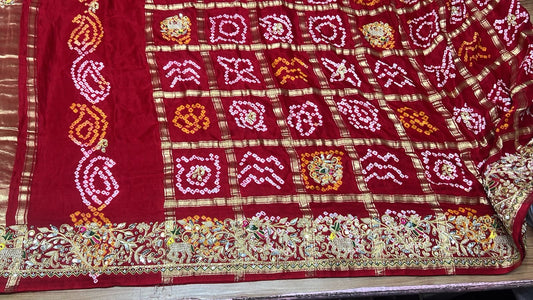 Red dupatta gharchola dupatta gajji silk dupatta