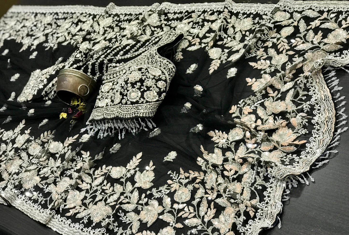 Net designer saree Indian wedding sari blouse women sarees