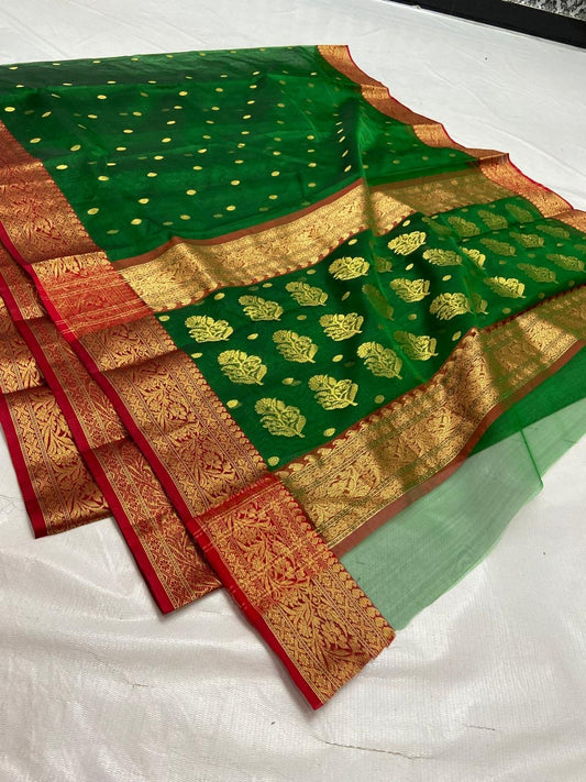 Green Chanderi saree Indian saree women saree blouse