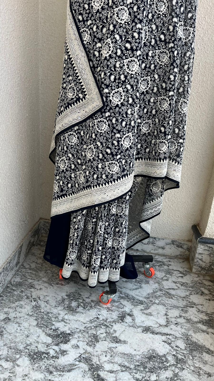 Black White Gorgette Saree Rich Saree