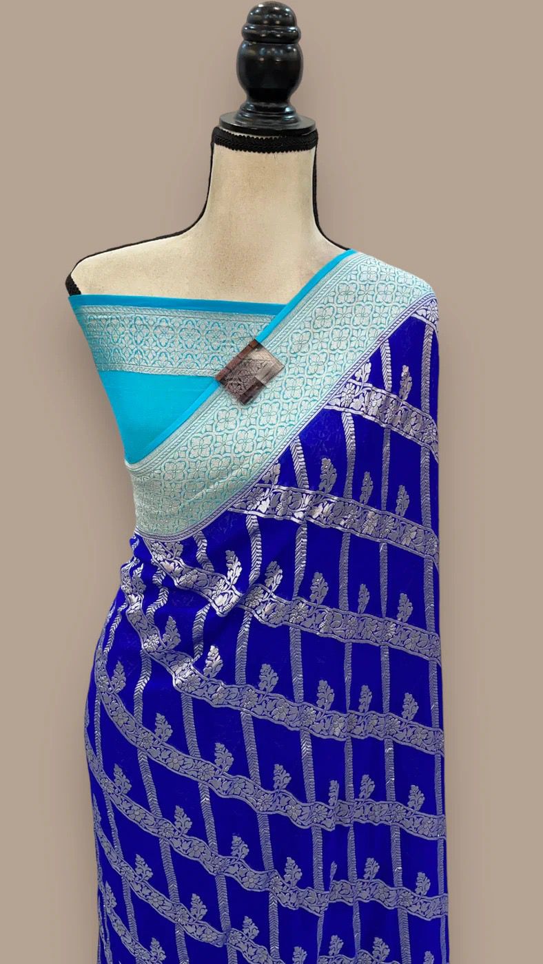 Total blue Gorgette sarees