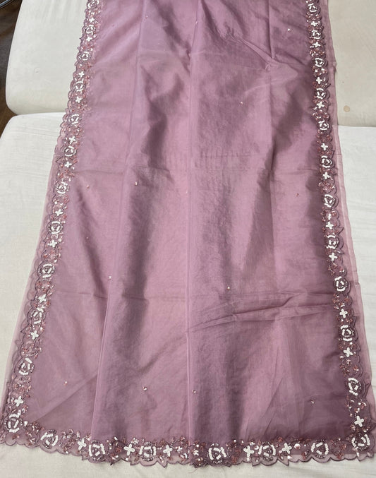 Rabina pearl sequins organza saree beautiful sari