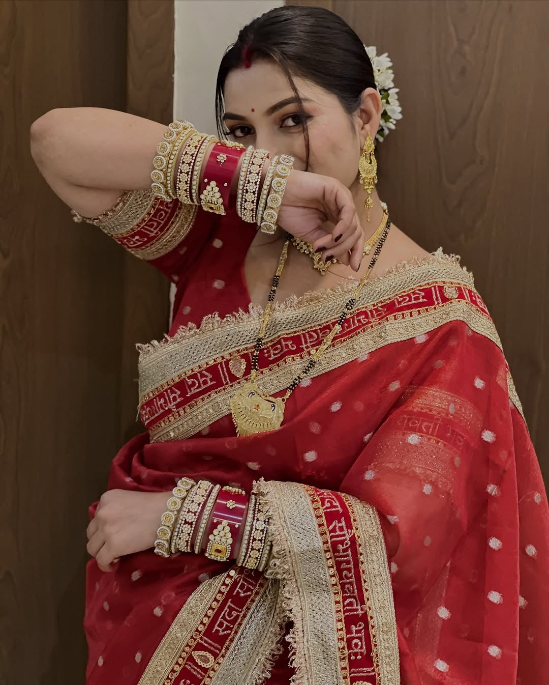 Red Banarsi saree tissue silk sarees Indian sari Partywear sarees