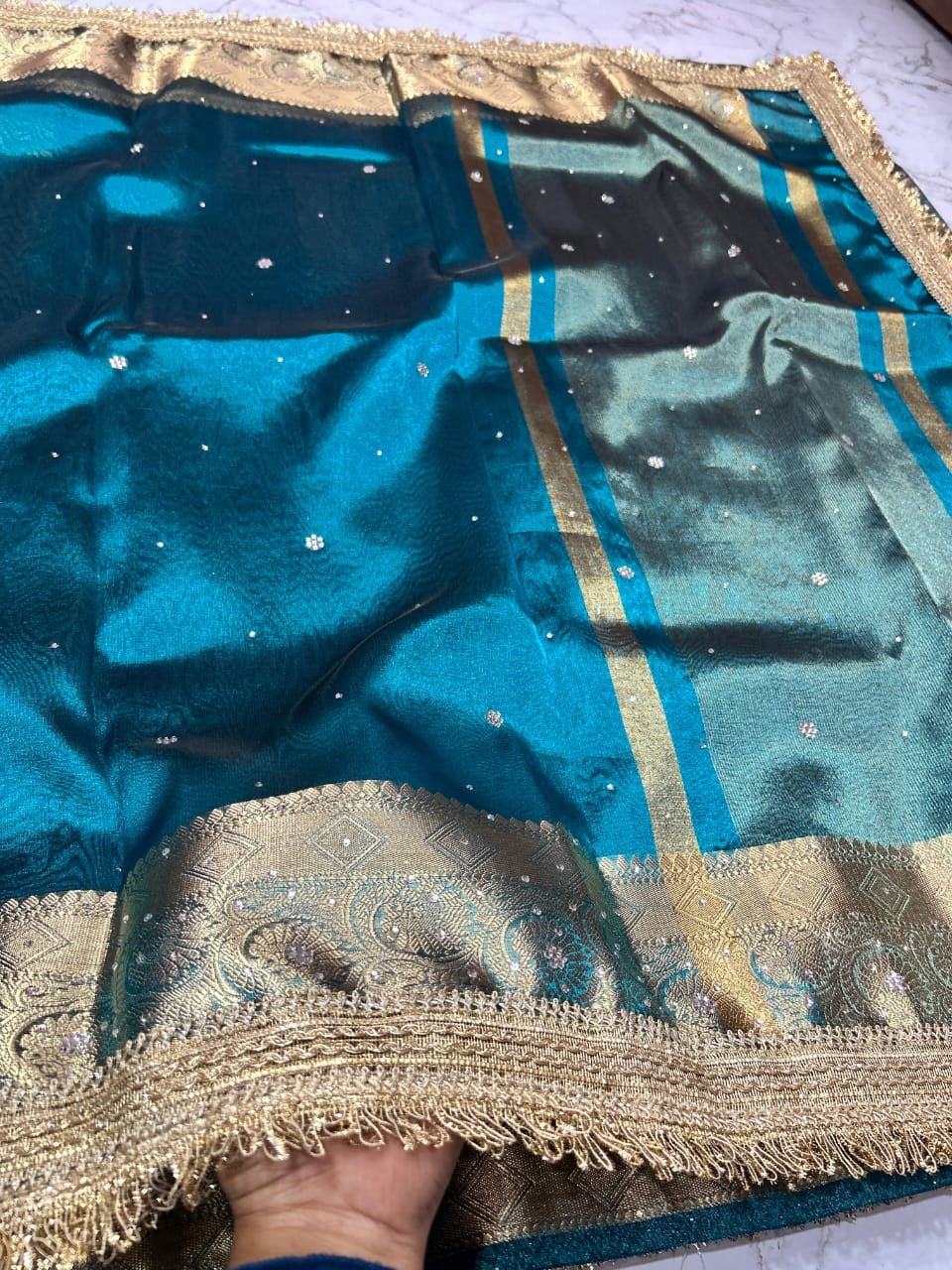 Tissue silk handmade Banarsi tissue lace sarees