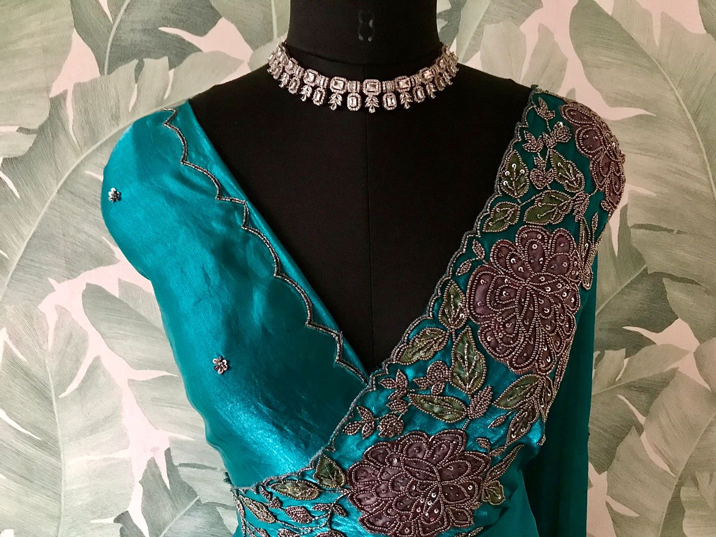 Shimmer tissue silk saree handmade sari blouse