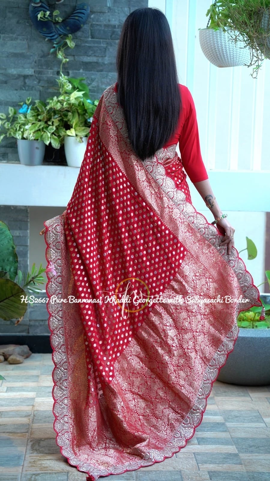 Red hot khaddi gorgette Indian traditional sarees