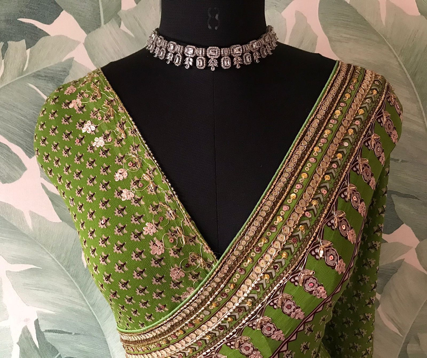 Premium gorgette saree handmade sari blouse