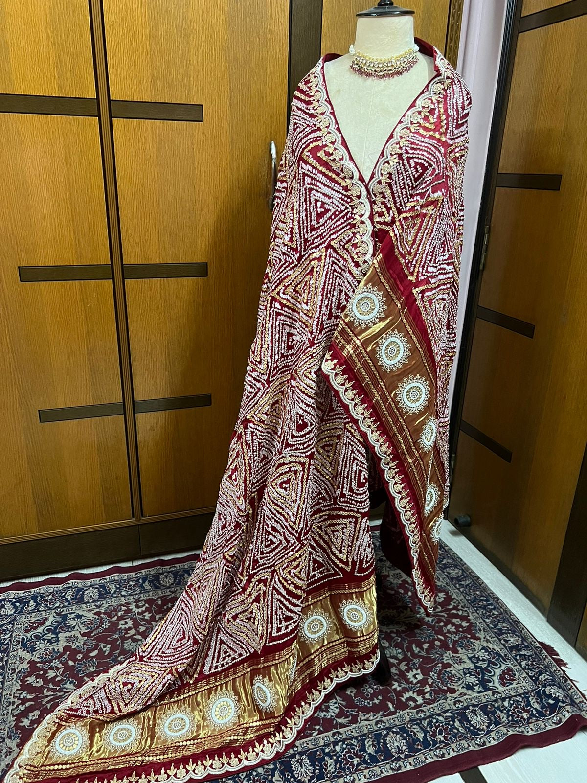 Red Gajji silk hand embroidery dupatta silk dupatta