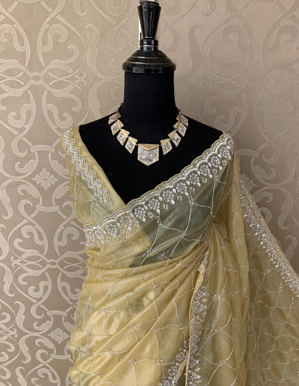 Venus organza saree reception saree beautiful saree blouse