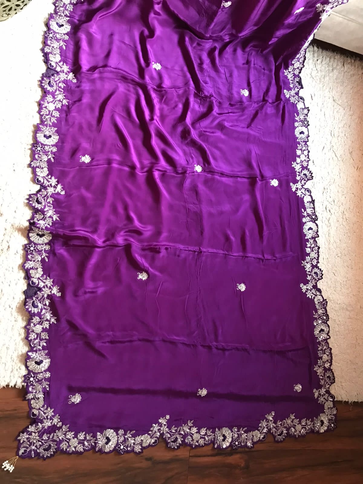 Luxury premium purple crepe silk sarees