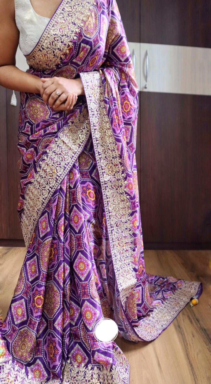 Purple gottapatti saree Patola saree Indian saree blouse