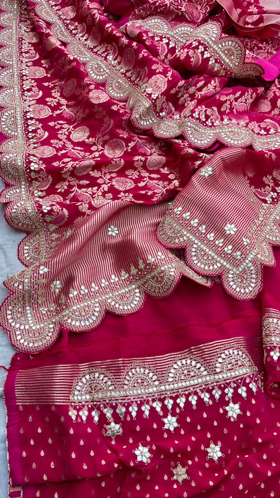 Sultana khaddi Gorgette saree gottapatti sari