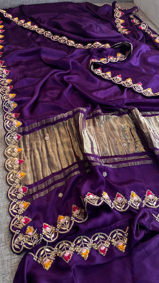 Zardosi inspired Gajji Silk saree Indian sari