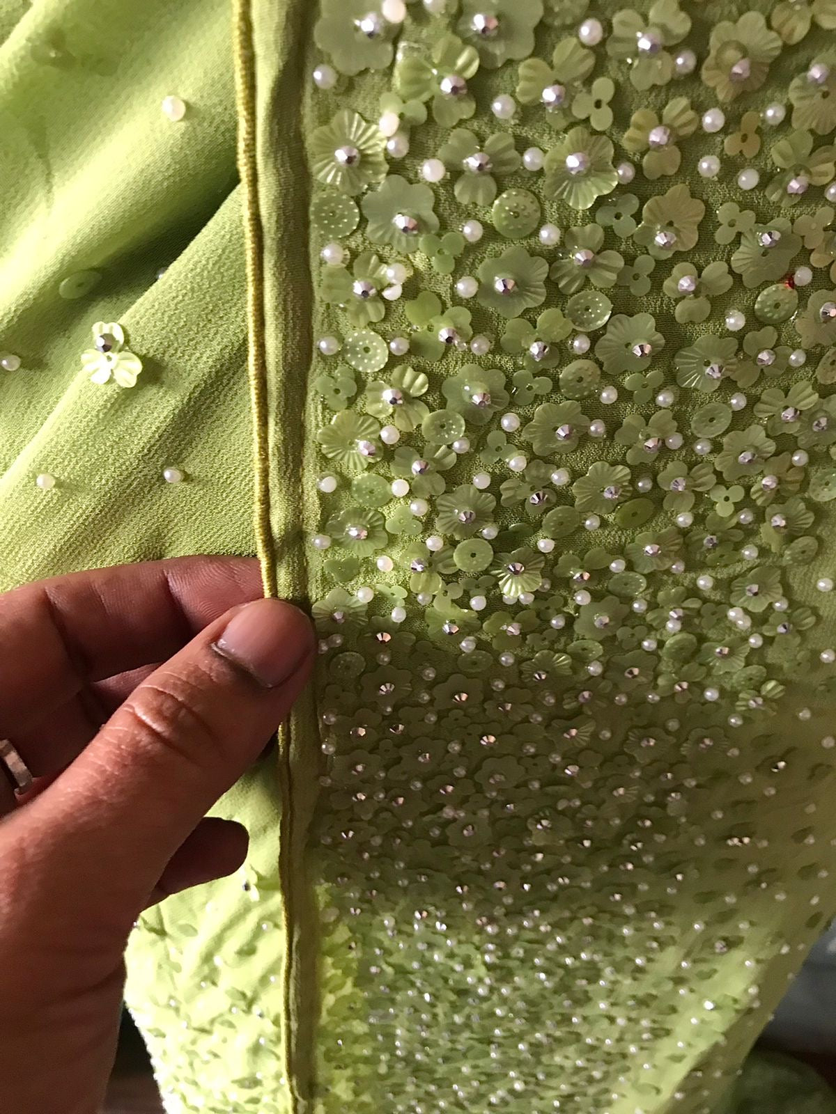 Premium pearl sequins saree handmade sari blouse