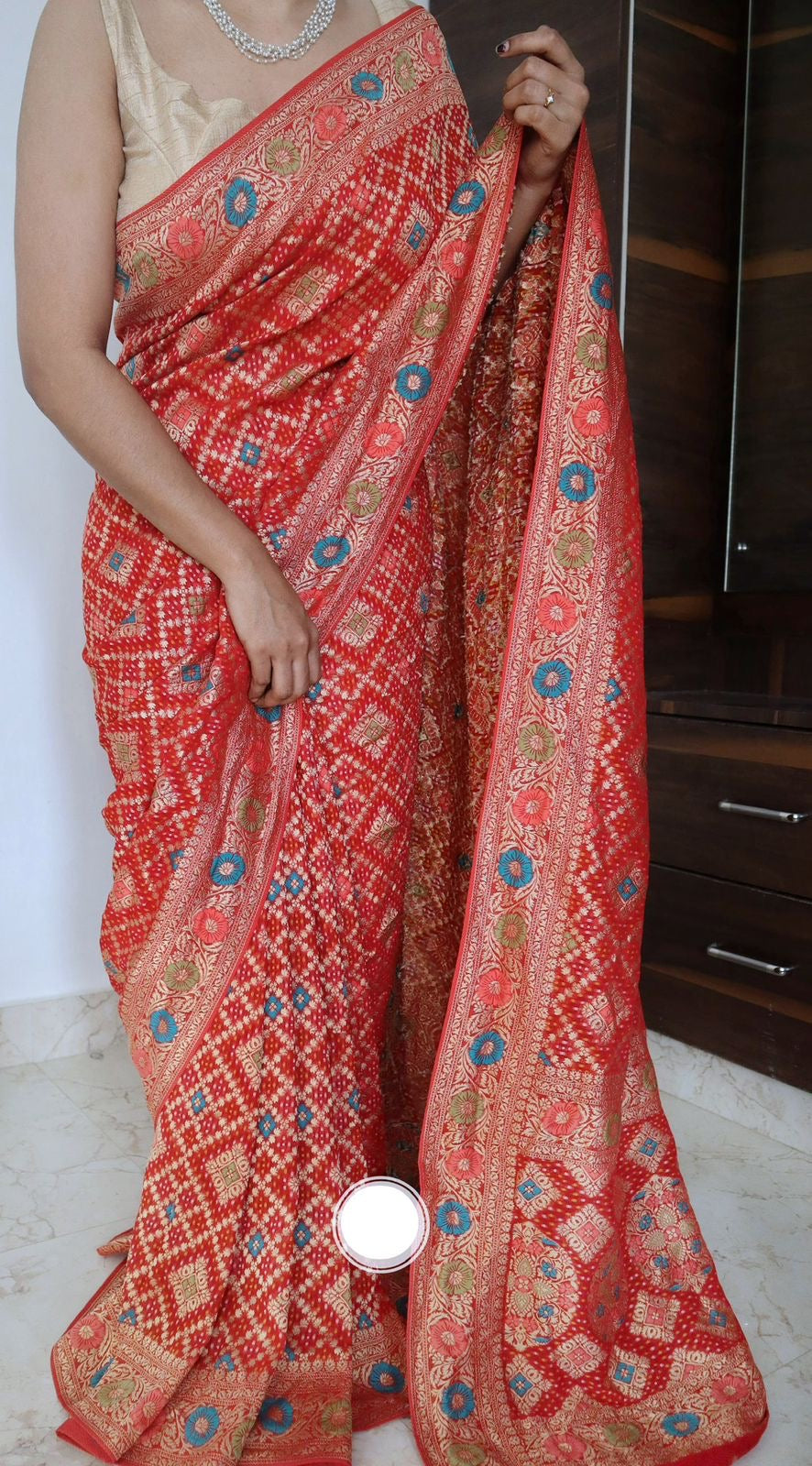 Meenakari bandhej saree Indian saree blouse