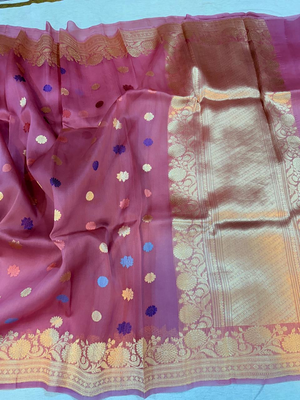 Meenakari kora saree Handloom sarees blouse