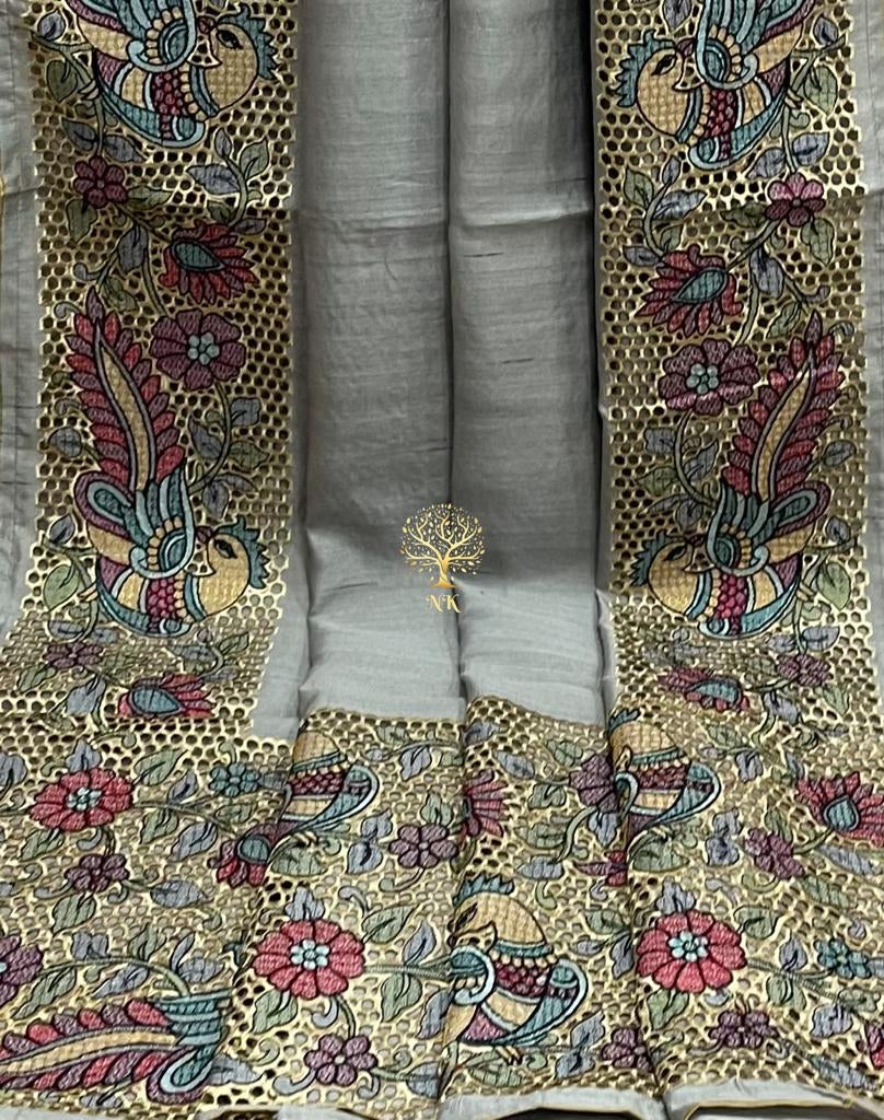 Kalamkari inspired tussar Indian saree