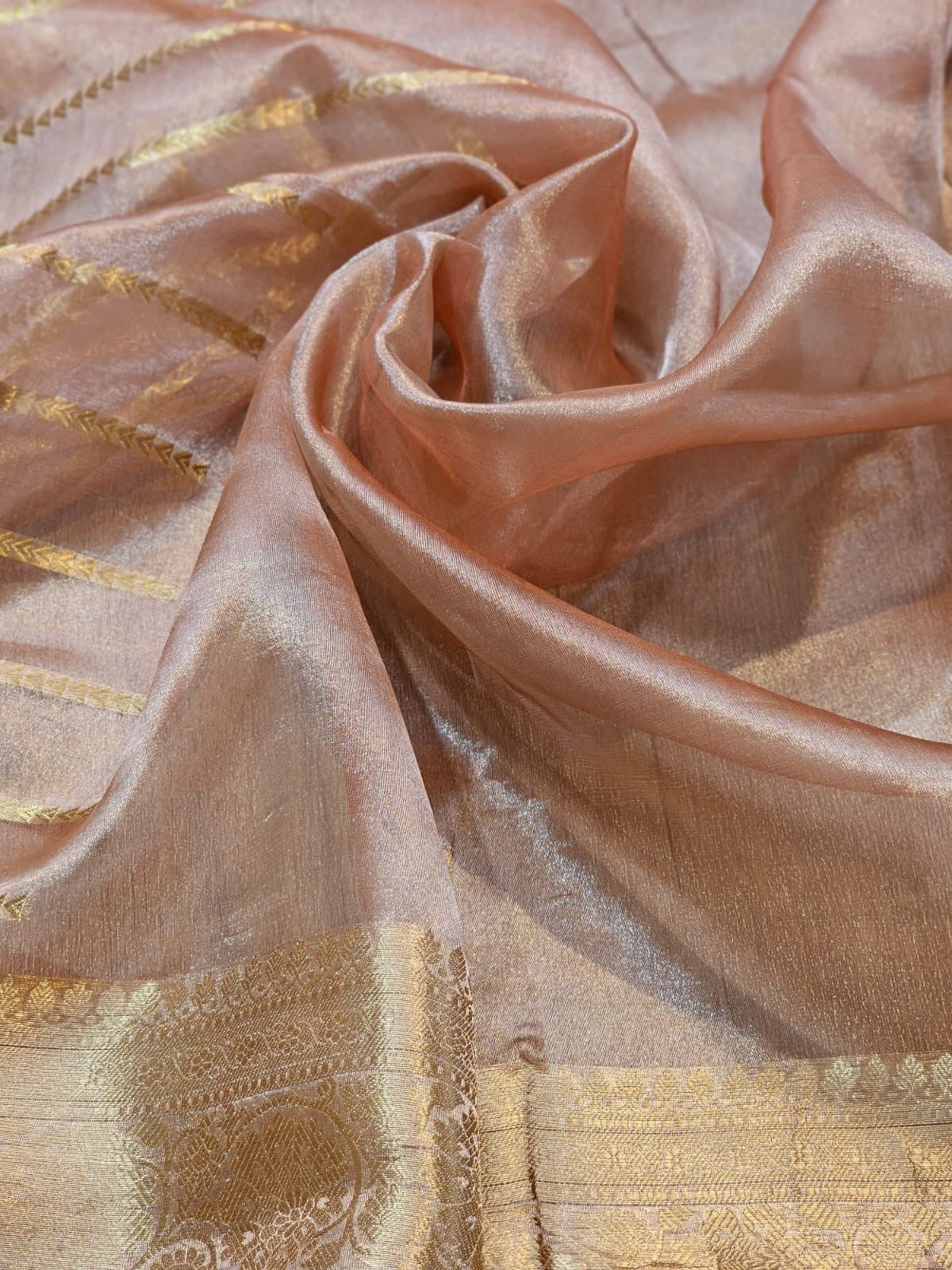 Striped tissue silk Banarsi Indian sarees